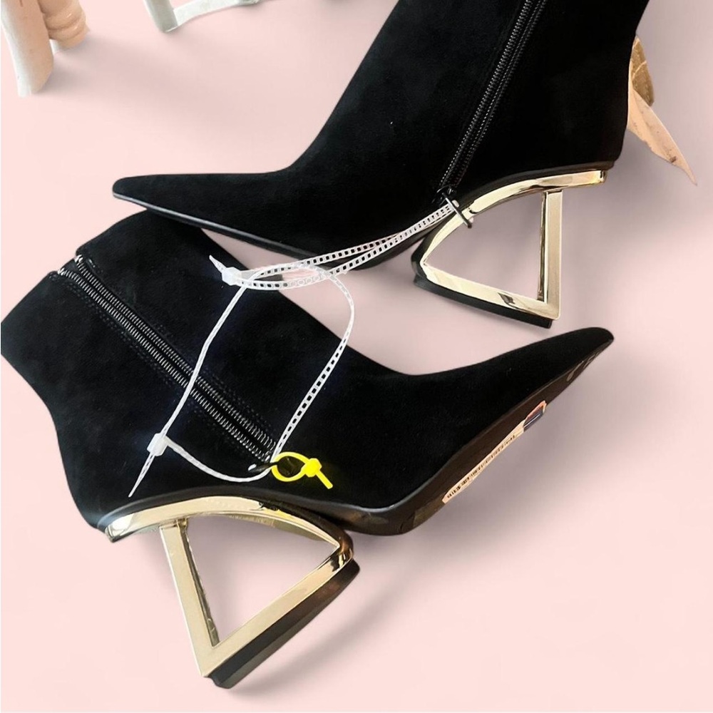 Gianni Bini Booties with Geometric Gold Heels